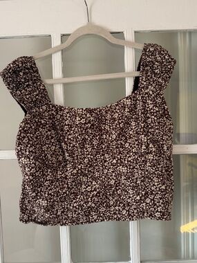 Abercrombie & Fitch Brown Floral Square-Neck Top